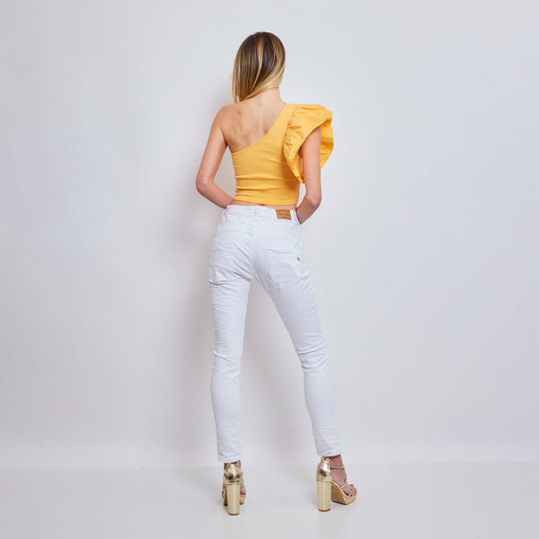 Boyfriend Taille Haute à Boutons