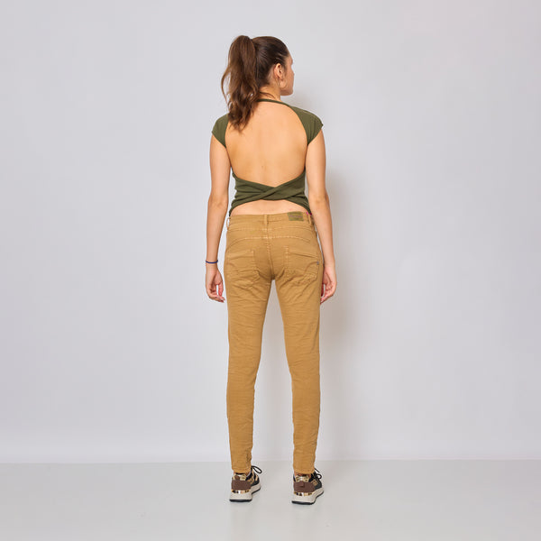 Color:Camel fonce,Boyfriend Taille Haute à Boutons - Jean femme - Place du jour