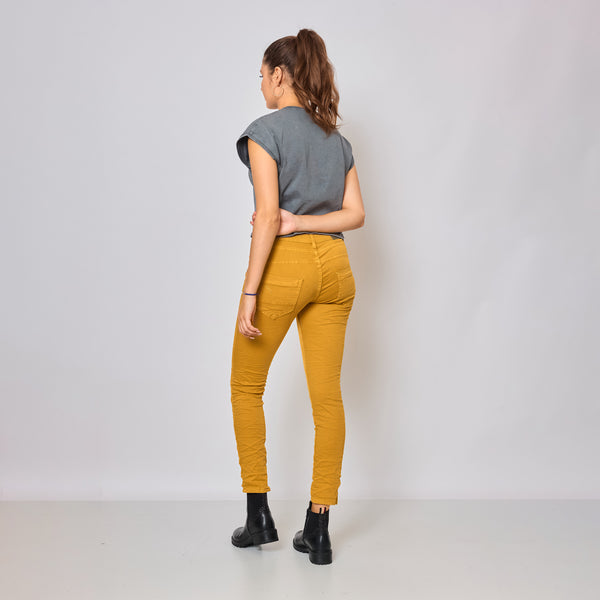 Color:Moutarde,Boyfriend Taille Haute à Boutons - Jean femme - Place du jour