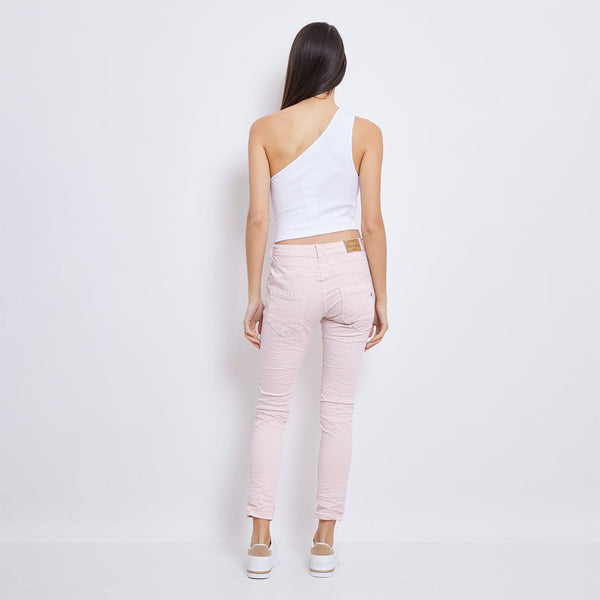 Color:Pink ,Boyfriend Taille Haute à Boutons - Jean femme - Place du jour