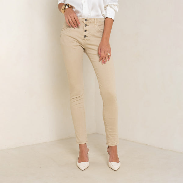 Boyfriend Taille Haute à Boutons