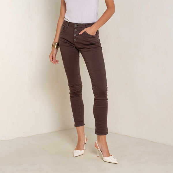 Boyfriend Taille Haute à Boutons