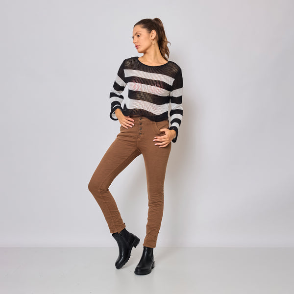 Color:Tabac,Boyfriend Taille Haute à Boutons - Jean femme - Place du jour