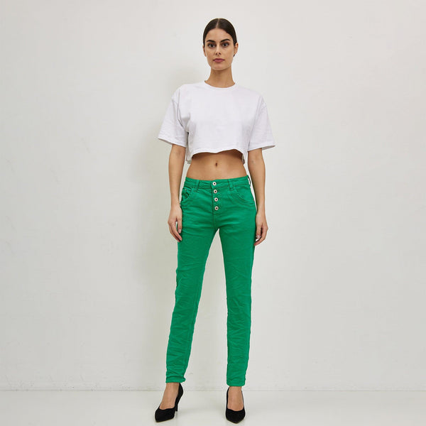 Color:Vert ,Boyfriend Taille Haute à Boutons - Jean femme - Place du jour