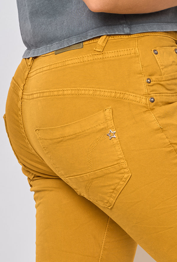 Color:Moutarde,Boyfriend Taille Haute à Boutons - Jean femme - Place du jour