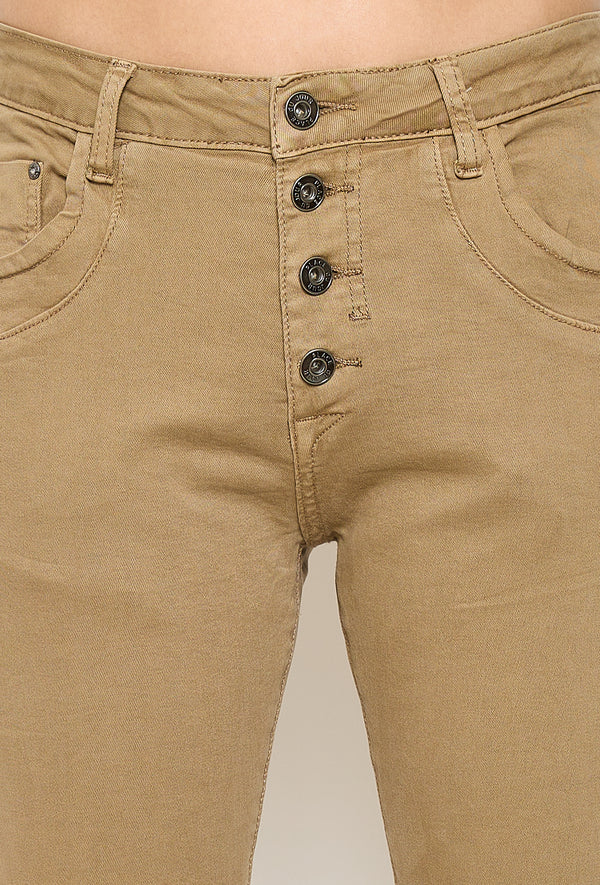 Boyfriend Taille Haute à Boutons