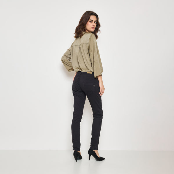 Boyfriend Taille Haute à Boutons