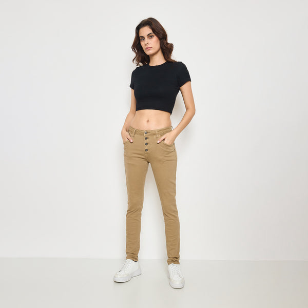 Boyfriend Taille Haute à Boutons