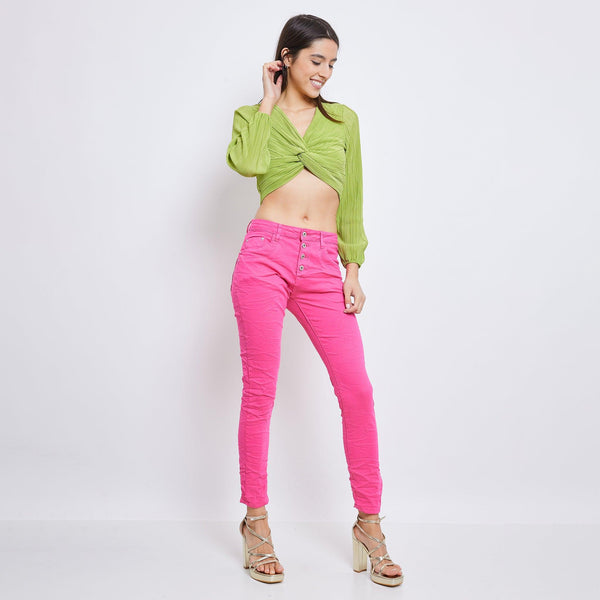 Boyfriend Taille Haute à Boutons