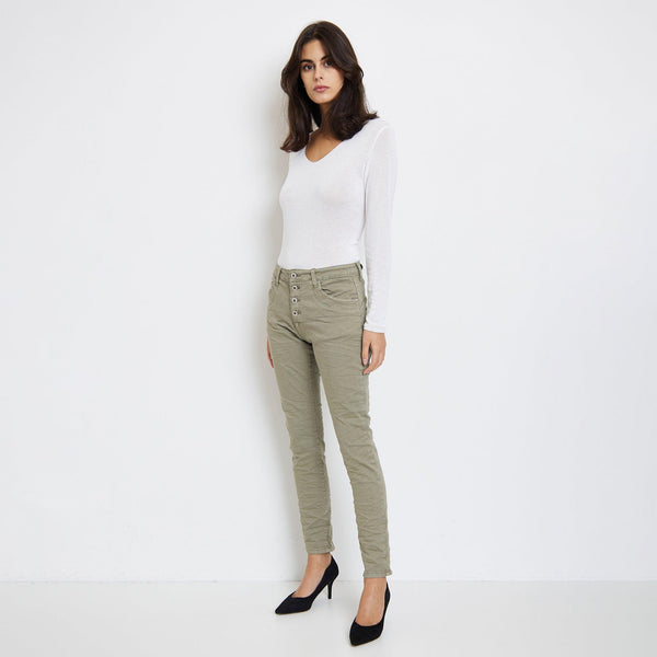 Boyfriend Taille Haute à Boutons