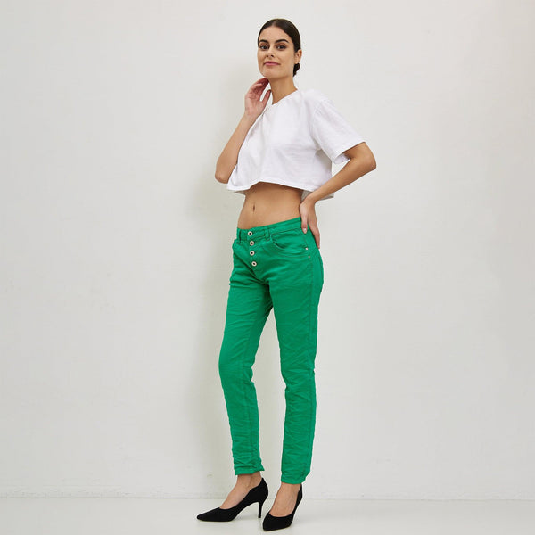 Color:Vert ,Boyfriend Taille Haute à Boutons - Jean femme - Place du jour
