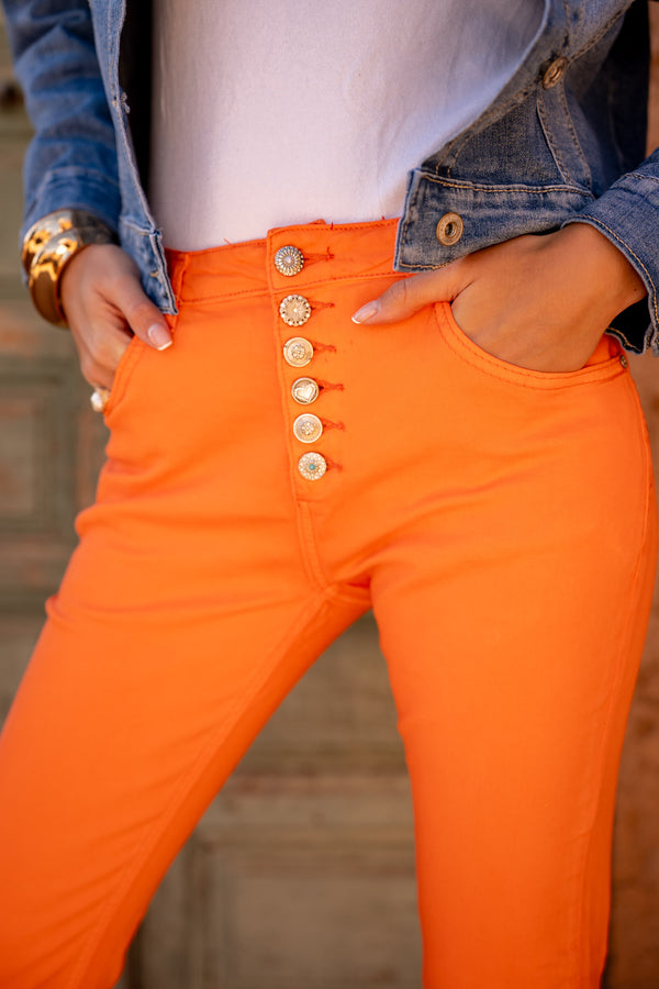 Pantalon Boyfriend à Boutons Fantaisies Argentés Été