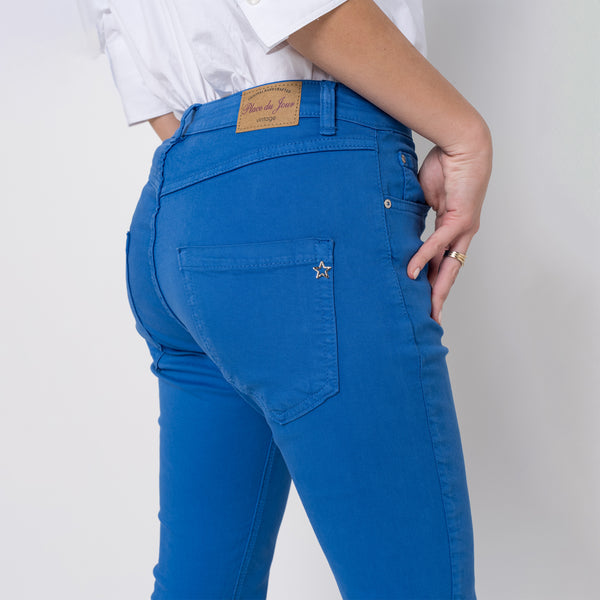 Color:Bleu ,Boyfriend avec boutons fantaisies - Pantalon Couleurs Femme - Place du jour