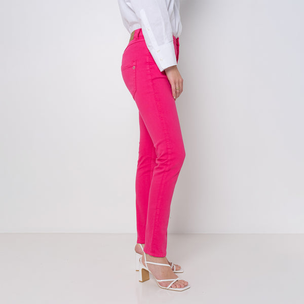 Color:Fuschia ,Boyfriend avec boutons fantaisies - Pantalon Couleurs Femme - Place du jour
