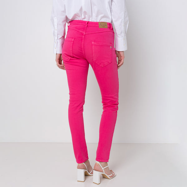 Color:Fuschia ,Boyfriend avec boutons fantaisies - Pantalon Couleurs Femme - Place du jour