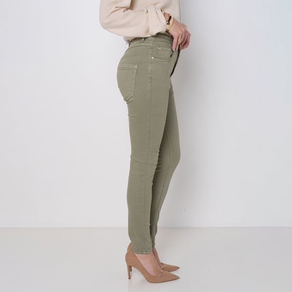 Color:Kaki ,Boyfriend avec boutons fantaisies - Pantalon Couleurs Femme - Place du jour