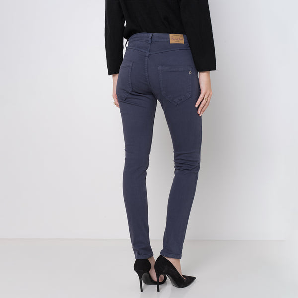 Color:Marine ,Boyfriend avec boutons fantaisies - Pantalon Couleurs Femme - Place du jour