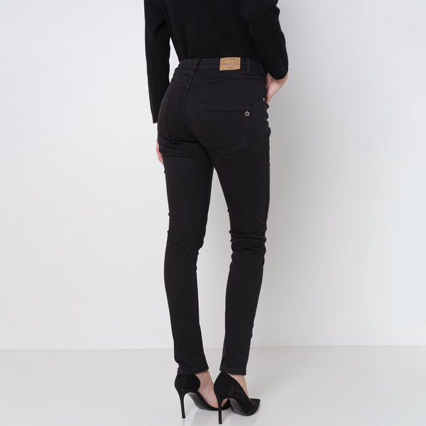 Color:Noir ,Boyfriend avec boutons fantaisies - Pantalon Couleurs Femme - Place du jour