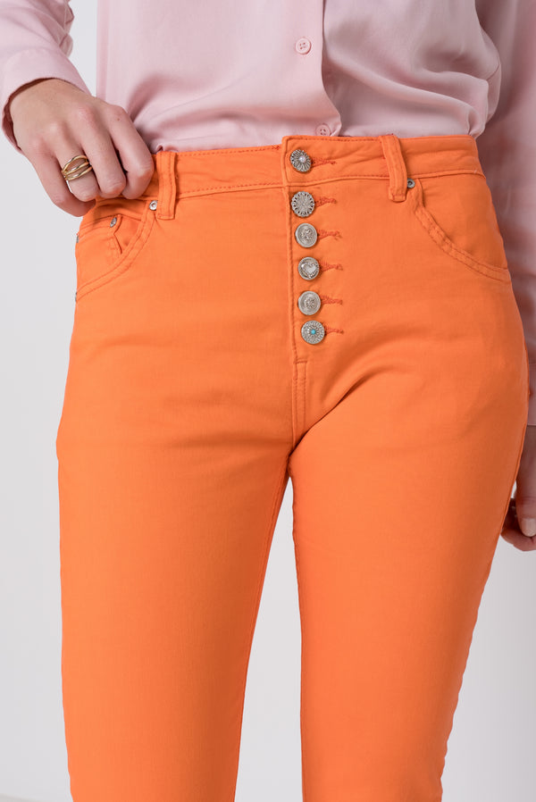 Pantalon Boyfriend à Boutons Fantaisies Argentés Été