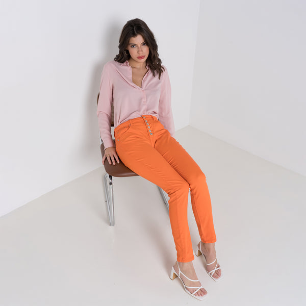 Pantalon Boyfriend à Boutons Fantaisies Argentés Été