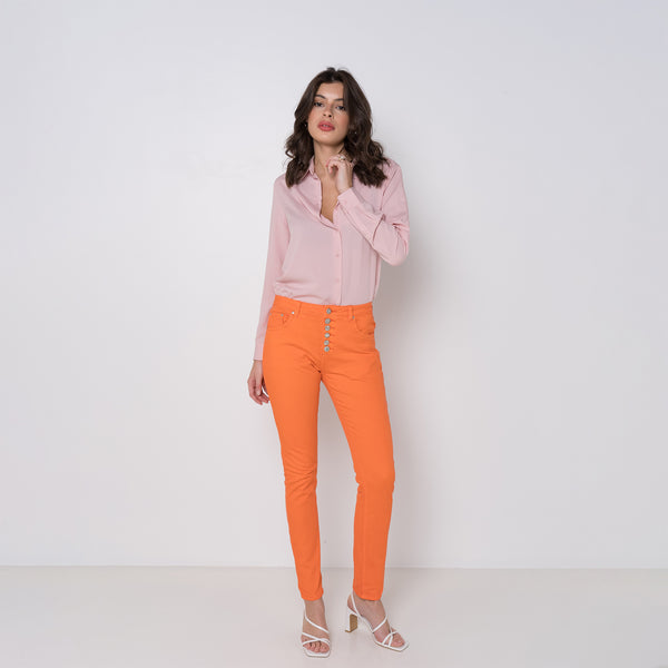 Pantalon Boyfriend à Boutons Fantaisies Argentés Été