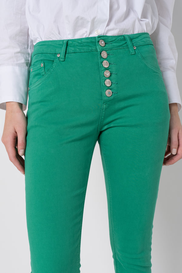 Color:Vert ,Boyfriend avec boutons fantaisies - Pantalon Couleurs Femme - Place du jour
