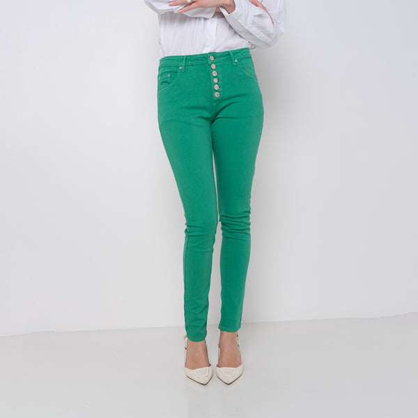Color:Vert ,Boyfriend avec boutons fantaisies - Pantalon Couleurs Femme - Place du jour