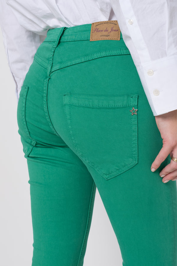 Color:Vert ,Boyfriend avec boutons fantaisies - Pantalon Couleurs Femme - Place du jour