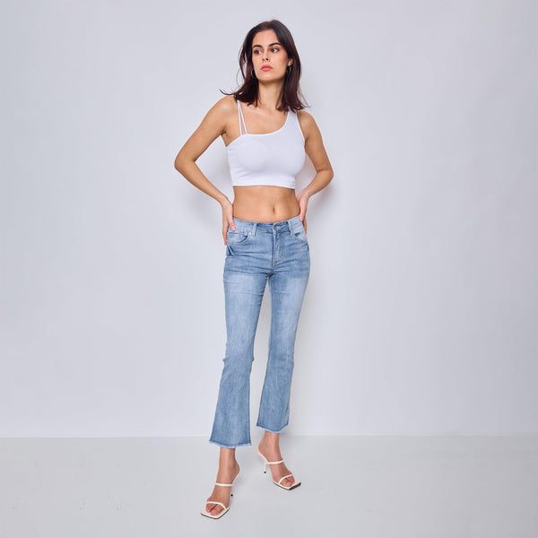 Jean Évasée Bas Effiloché