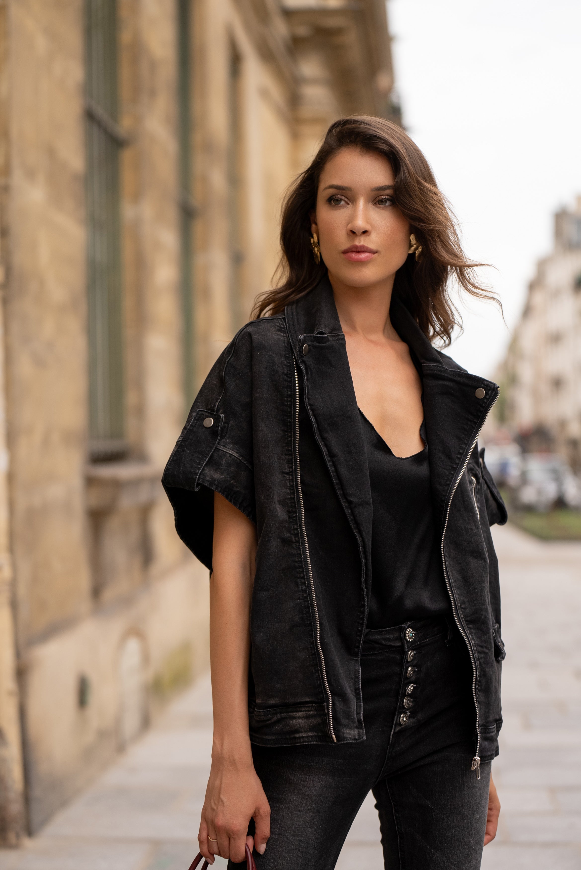 Noir,Perfecto noir manches courtes - Veste femme - Place du jour Noir,Perfecto noir manches courtes - Veste femme - Place du jour