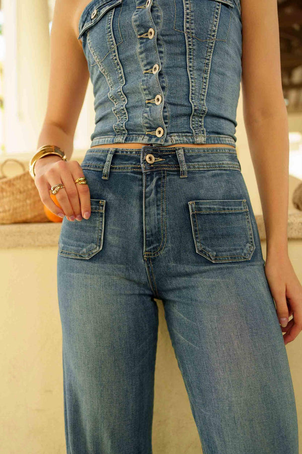 Color:Jean bleu,Jean Vintage Coupe Large - Jean Femme - Place du jour