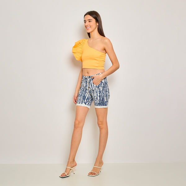 Color:Marine,Short imprimé motif point délavé - Imprimé femme - Place du jour