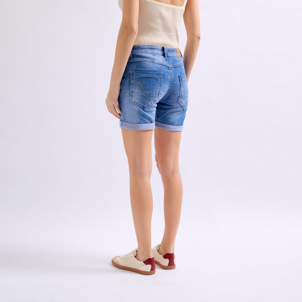 Color:Jean bleu,Short Marine en JoggJeans Classiques 5 Boutons - Place du jour