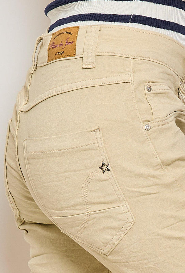 Color:Beige,Short Marine joggjean de couleurs - Jean femme - Place du jour