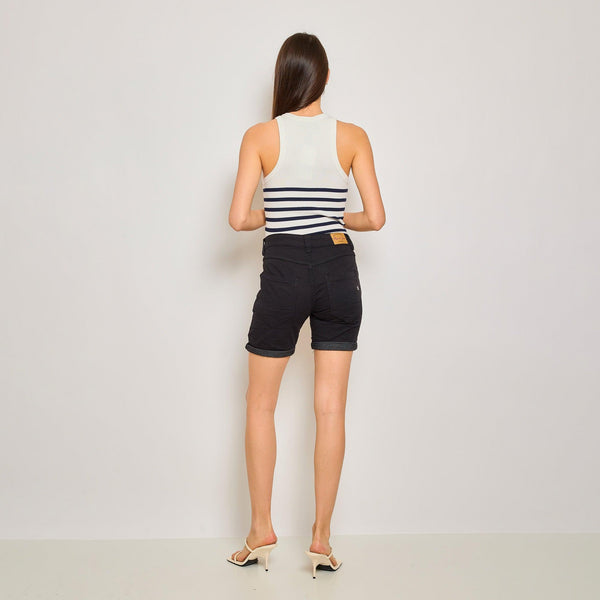 Color:Noir,Short Marine joggjean de couleurs - Jean femme - Place du jour