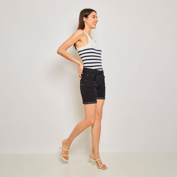 Color:Noir,Short Marine joggjean de couleurs - Jean femme - Place du jour