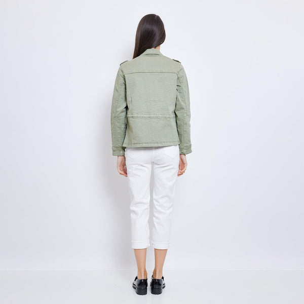 Color:Kaki, Veste Saharienne Écussons - Veste Femme - Place du jour