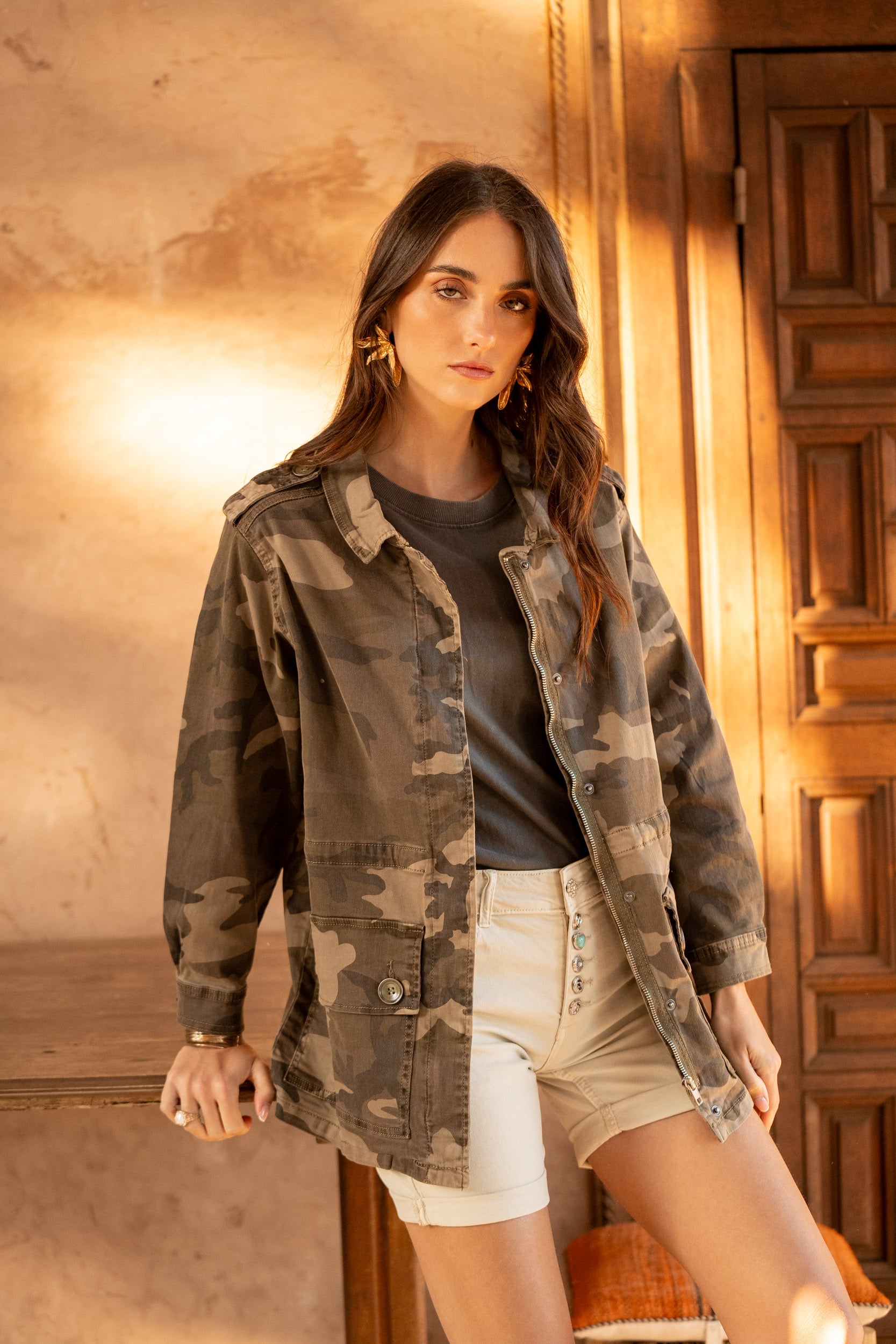 Camouflage,Veste saharienne Mélissa - Veste femme - Place du jour Camouflage,Veste saharienne Mélissa - Veste femme - Place du jour