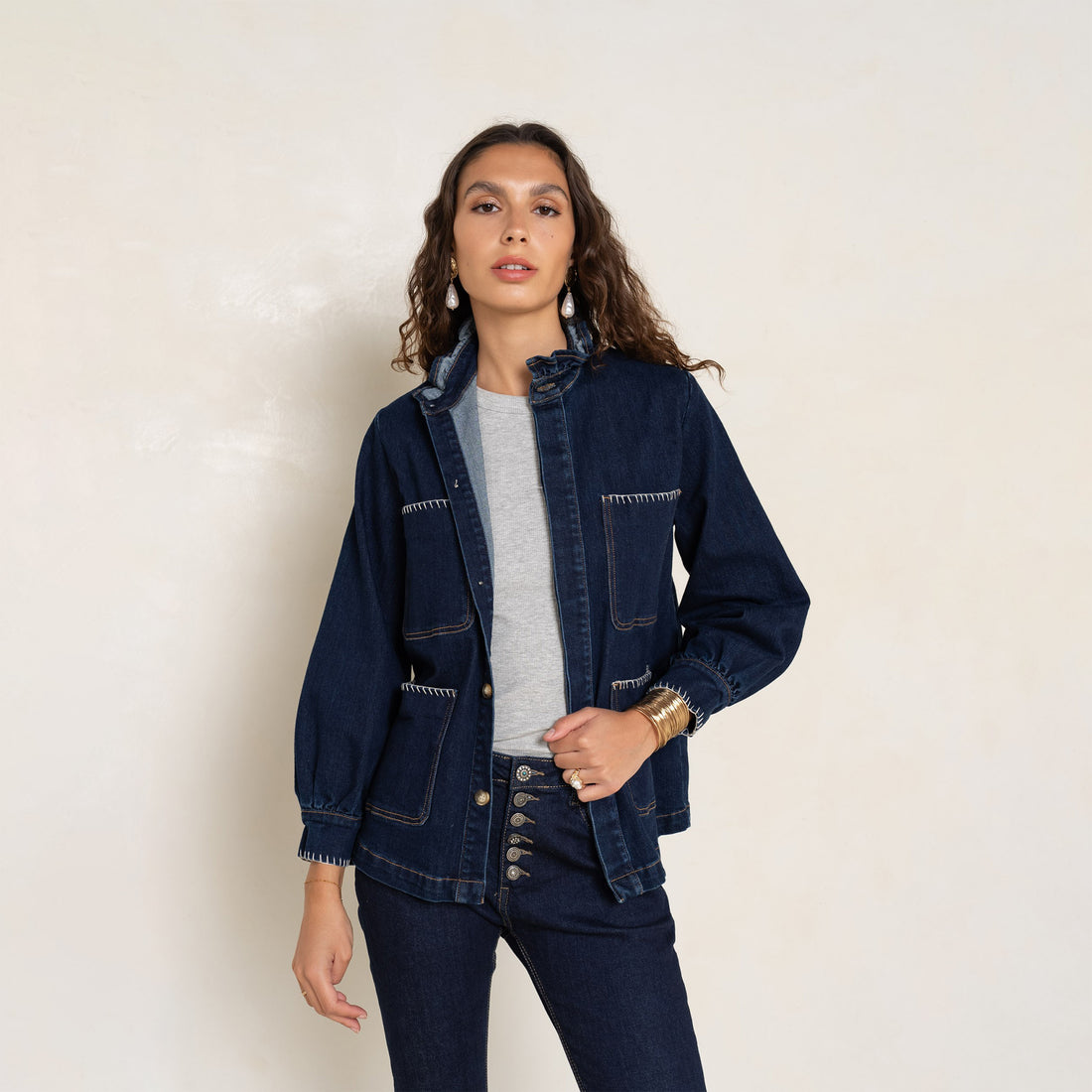 Veste Jean Brut Sans Col Veste Jean Brut Sans Col