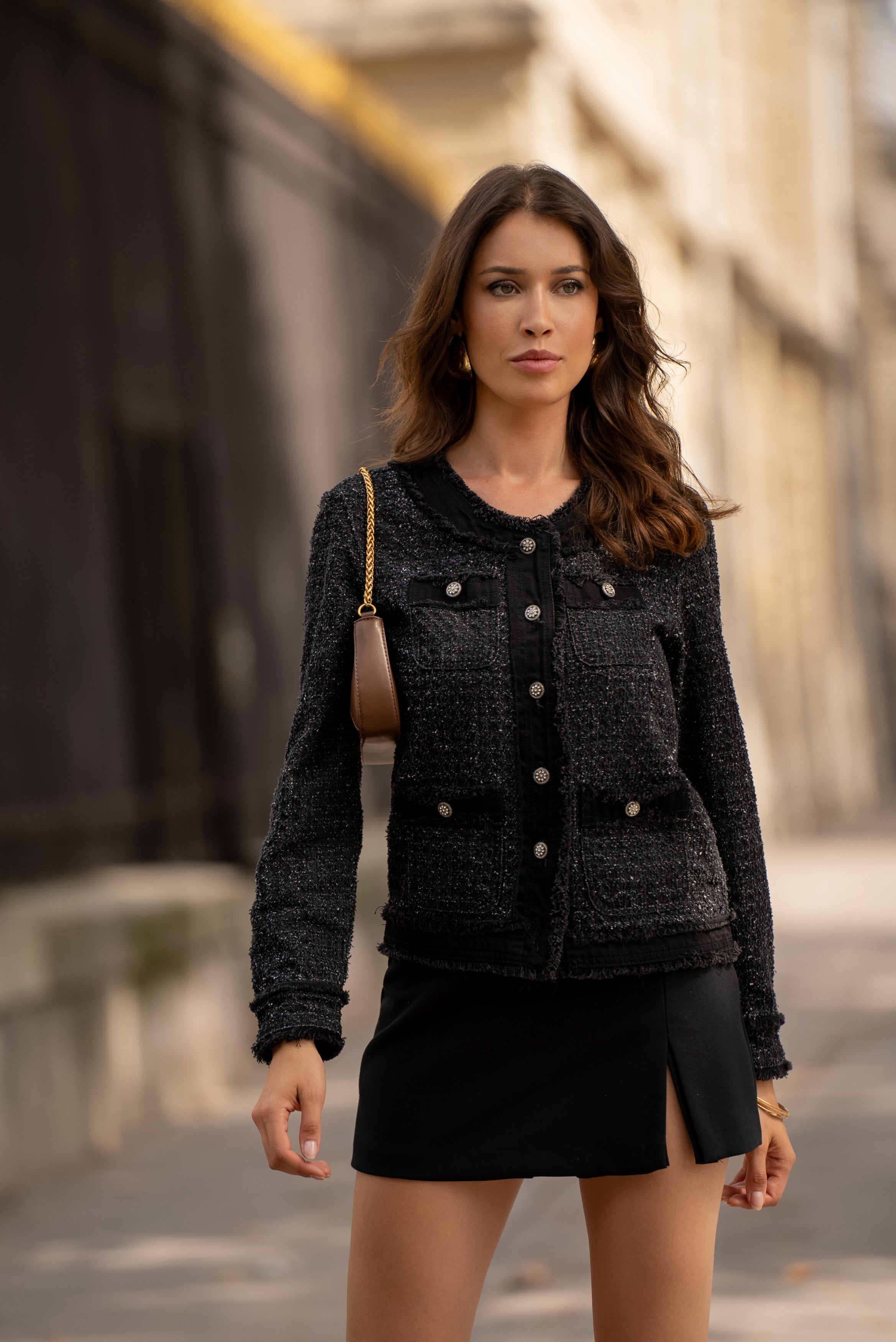 Noir,Veste Laura en Tweed - Femme - Place du jour Noir,Veste Laura en Tweed - Femme - Place du jour