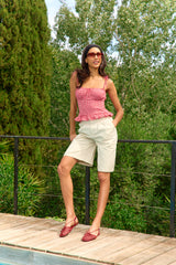 Beige, Bermuda Margaux Chino à Pinces - Vue 1 - Place du Jour