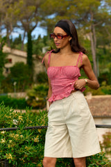 Beige, Bermuda Margaux Chino à Pinces - Vue 5 - Place du Jour