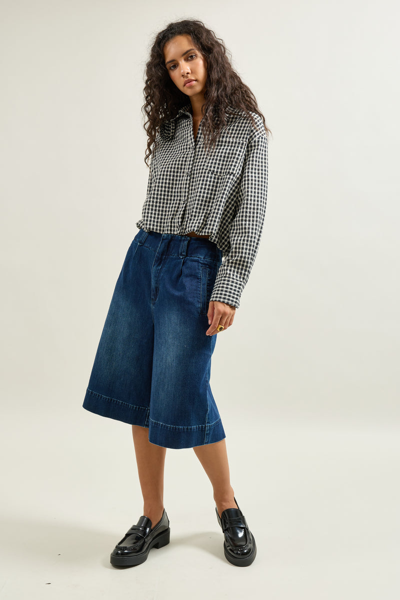 Jupe Culotte en Jean Taille Haute