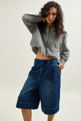 Jean bleu, Jupe Culotte en Jean Taille Haute - Vue 5 - Place du Jour