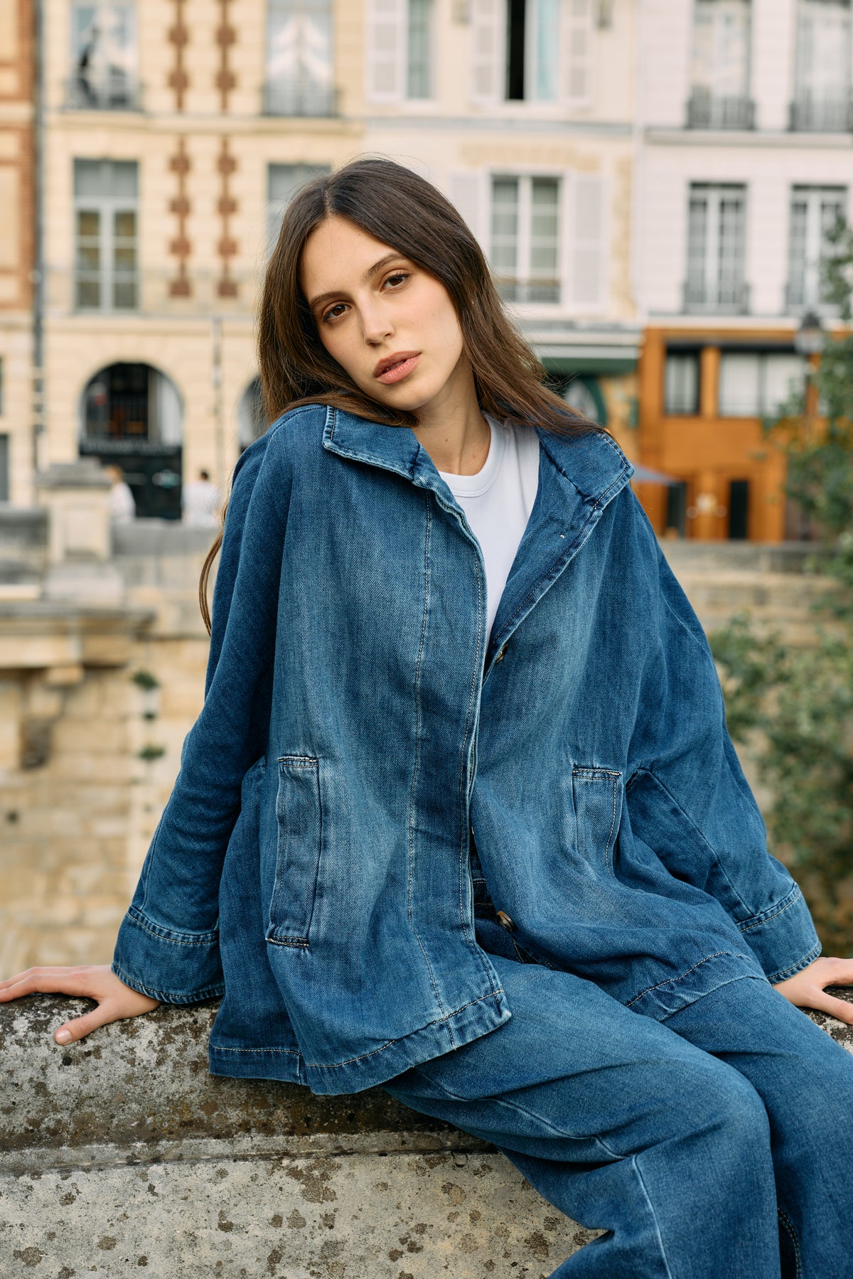 Jean bleu,Veste Axelle oversize en jean - Veste femme - Place du jour