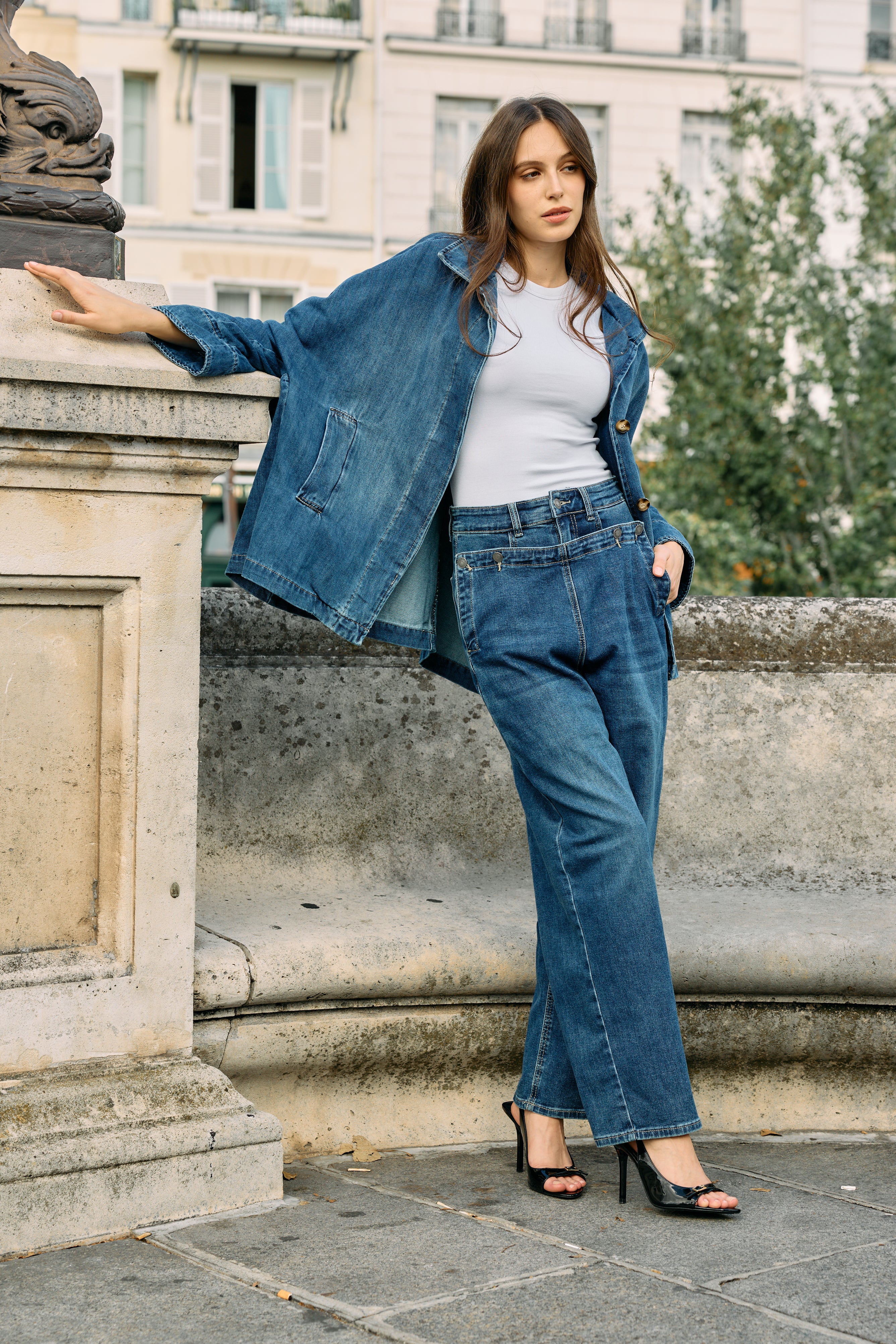 Jean bleu,Veste Axelle oversize en jean - Veste femme - Place du jour