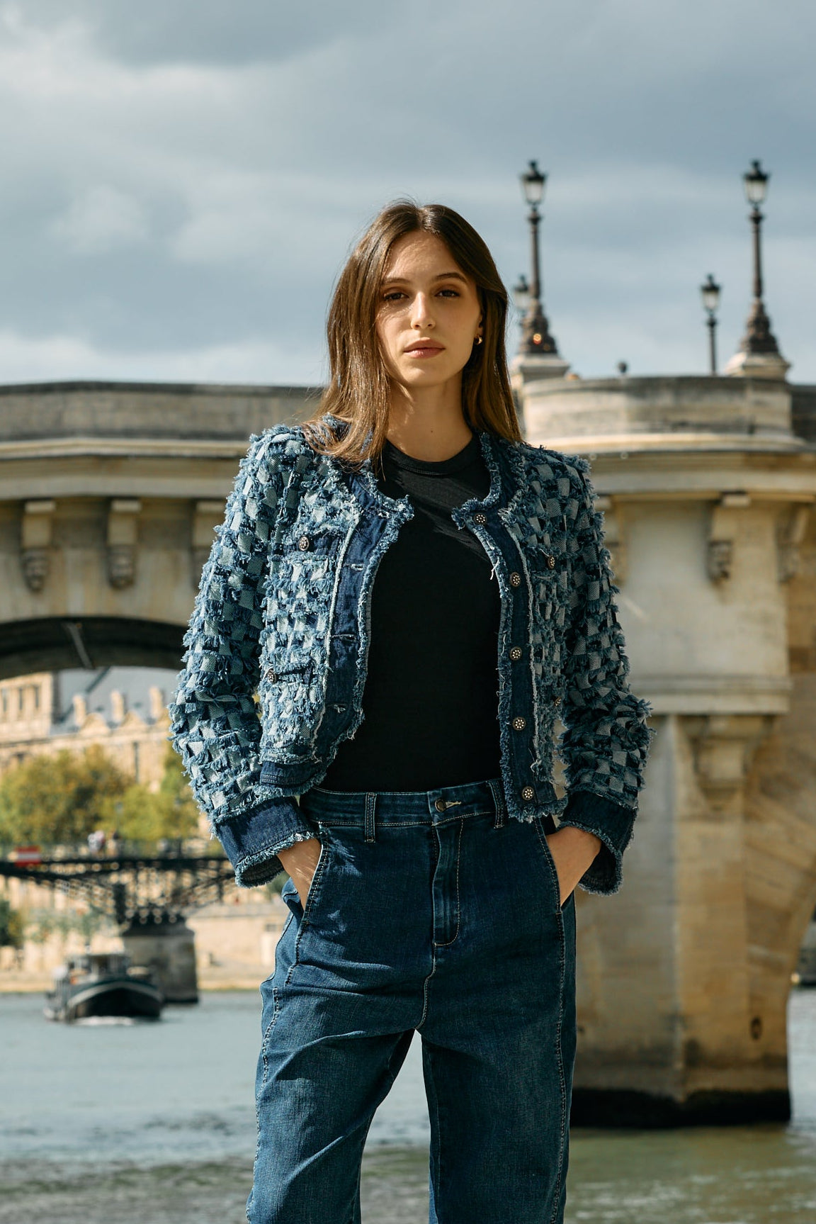 Jean bleu,Veste tweed carreaux Élise - Veste femme - Place du jour