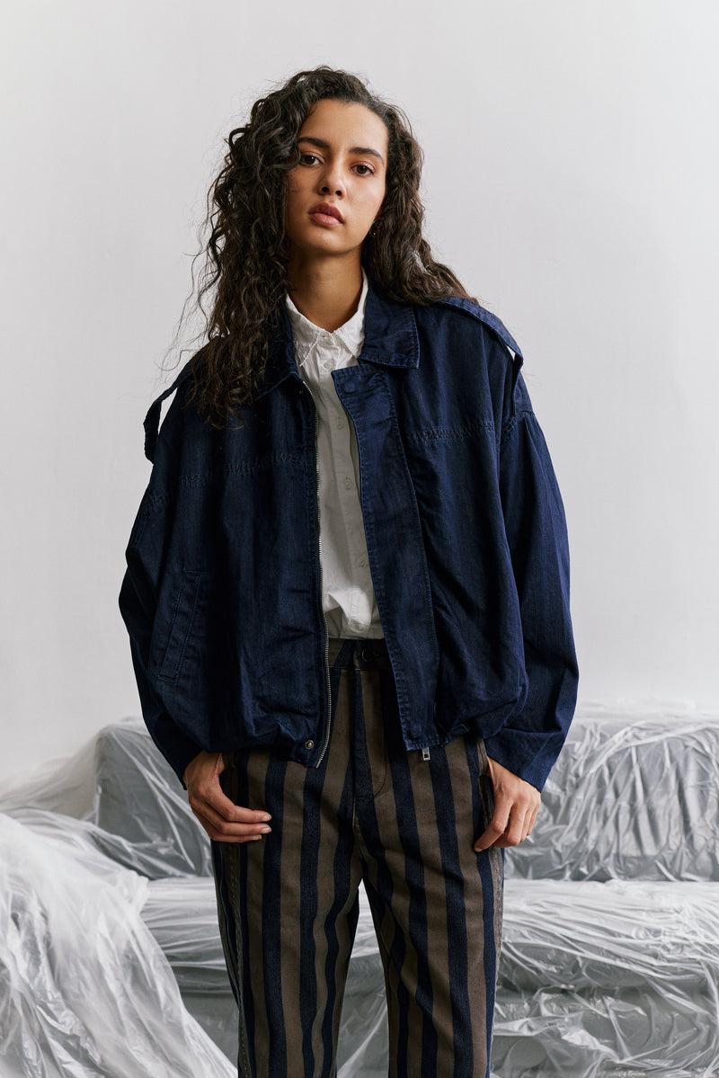 Blouson Zippé Oversize Denim Brut