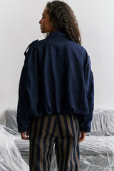 Jean bleu, Blouson Zippé Oversize Denim Brut - Vue 4 - Place du Jour
