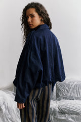 Jean bleu, Blouson Zippé Oversize Denim Brut - Vue 5 - Place du Jour